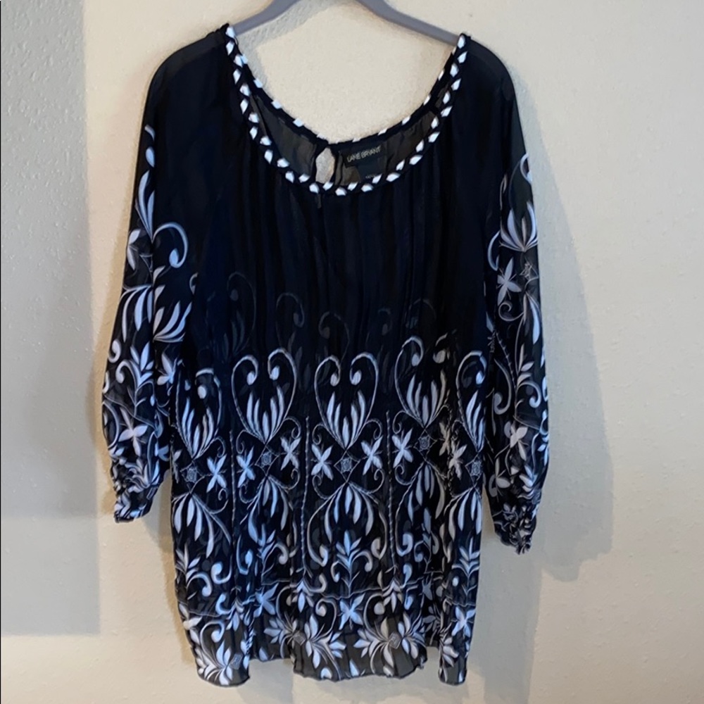 Lane Bryant Pleated Black and White Blouse 14/16